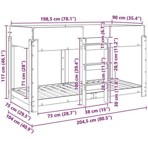  na kat za djecu Staro drvo 90 x 200 cm Konstruirano drvo Slike