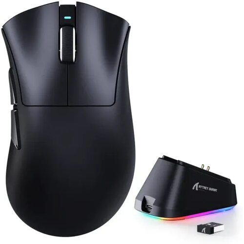 Attack Shark bežični gaming mi&amp;scaron; V3Pro PAW3311/25000 dpi/omron switches/black + charging dock Slike