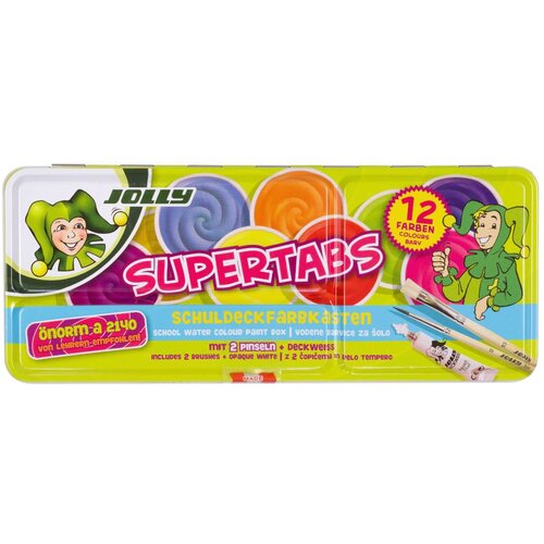 Jolly Boje vodene fi 30 mm 12 boja+2 kista+bijela tempera u metalnoj kutiji Cijene