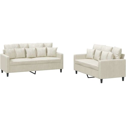  2-dijelni set sofa s jastucima krem bar&amp;scaron;unasti Slike