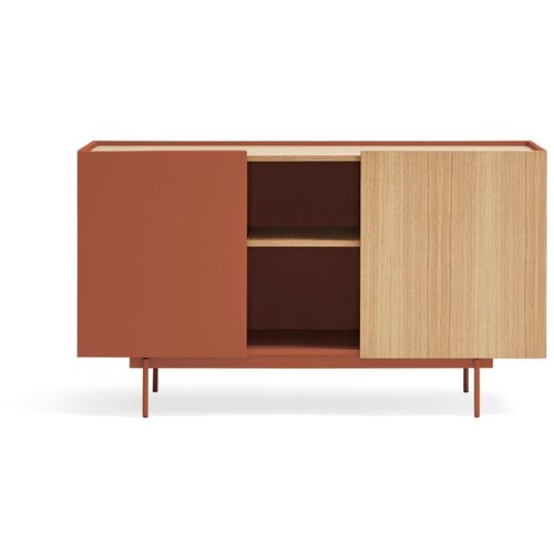 Teulat Ciglasta/u prirodnoj boji niska komoda u dekoru hrasta 130x78 cm Otto – Cene