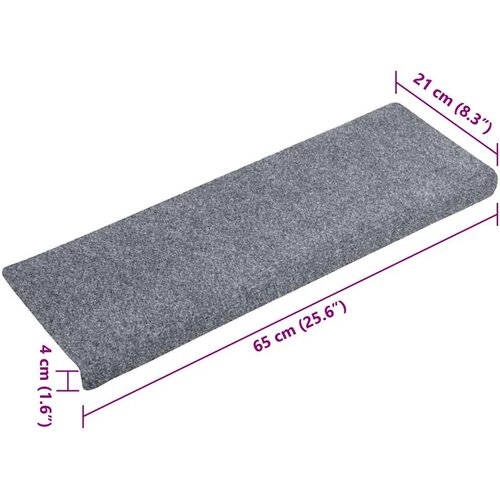  Prostirke za stepenice samoljepljive 10 kom 65x21x4 cm svijetlo sive pravokutne rubove Slike