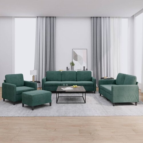  4-dijelni set sofa s jastucima tamnozeleni baršunasti Cene