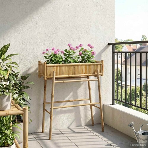  Vrtni saksija s držačem Prirodna 100 x 38 x 114 cm Bambus Cijene