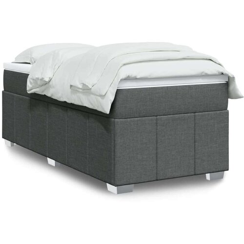 vidaXL Box spring postelja z vzmetnico temno siva 90x200 cm blago Cene