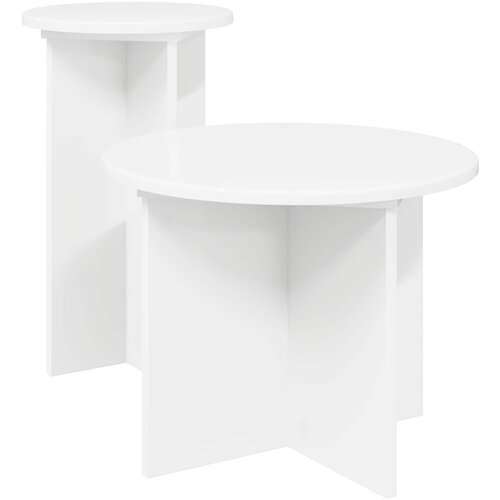  Set pomoćnih stolića s pohranom 2 pcs Bijela Konstruirano drvo Cene