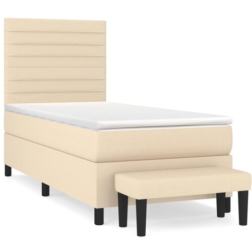 VidaXL Box spring postelja z vzmetnico krem 80x200 cm blago, (20893173) Slike