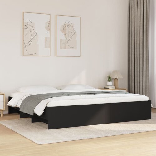  Okvir za krevet crni 200 x 200 cm konstruirano drvo Cene