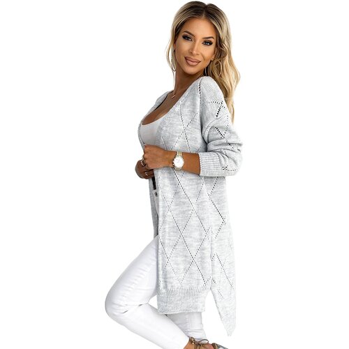 Numoco Women's cardigan with longer back - grey Cene