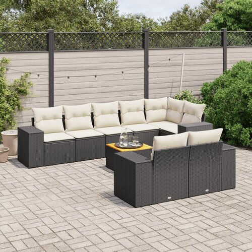 vidaXL 9-dijelni set vrtnih sofa s jastucima crni od poliratana Cijene