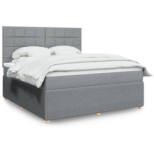 vidaXL Box spring postelja z vzmetnico svetlo siva 180x200 cm blago Cene