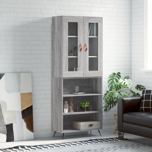 VidaXL Visoka komoda siva sonome 69 5x34x180 cm od konstruiranog drva Slike