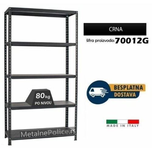 Medacom polica metal-metal 187x100x40cm, 5x80kg crna Slike