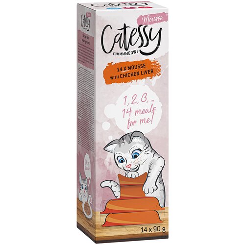 Catessy mousse u zdjelici 14 x 90 g - Pileća jetrica Slike