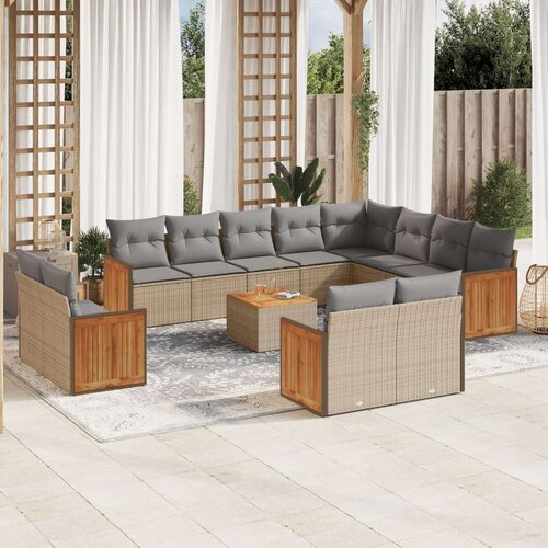 vidaXL 13-dijelni set vrtnih sofa s jastucima poliratan Bež Cijene