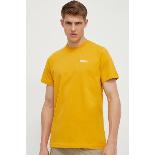 Jack Wolfskin Bombažna kratka majica moški, rumena barva