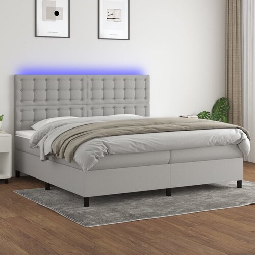 The Living Store Box spring postelja z vzmetnico LED sv. siva 200x200 cm blago - Box Spring Postelja, (21520428) Cene