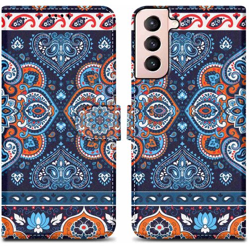 Cadorabo Ohi&amp;scaron;je, združljiv s Samsungom - Design Blue Mandala &amp;scaron;t. 1 - Za&amp;scaron;čitni pokrov z magnetnim zapiranjem, funkcijo stojala in režo za kartico, (20591903) Slike