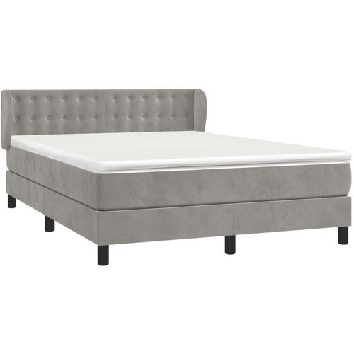 VidaXL Krevet s oprugama i madracem svjetlosivi 140x190 cm bar&amp;scaron;unasti Slike