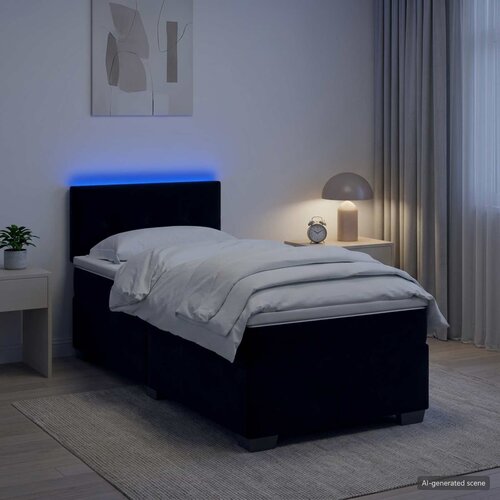 s box springom, madracem i LED-om Crna 90 x 200 cm Cijene