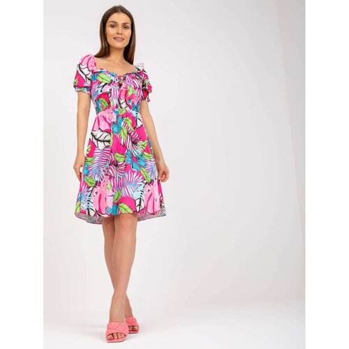 Fashion Hunters Pink Spanish summer dress with prints Slike