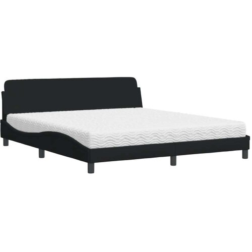 VidaXL Krevet s madracem crni 180x200 cm od tkanine Slike