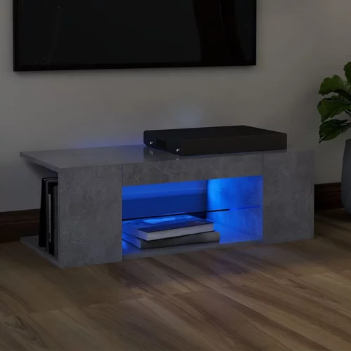 TV ormarić s LED svjetlima siva boja betona 90 x 39 x 30 cm