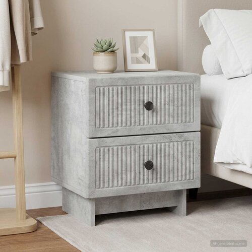  Noćni ormar s ladicama 2 pcs Betonska siva 43 x 34,5 x 47,5 cm Slike