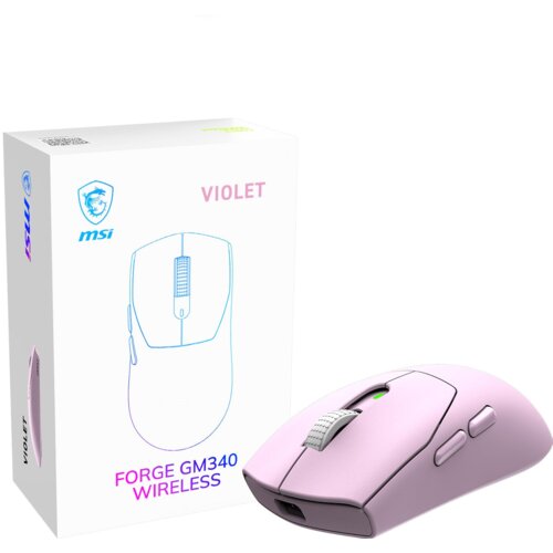 MSI Forge Gm340 Wireless Violet mi&amp;scaron; Igranje Ambidekster RF bežični + Bluetooth Optički 12000 DPI Slike