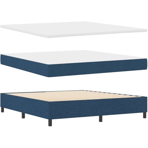 VidaXL Box Spring Krevet s Madracem Plavi Super Kralj Slike