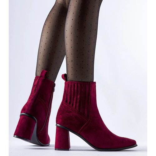 Gemre Burgundy ankle boots with a square toe Pastina Cene