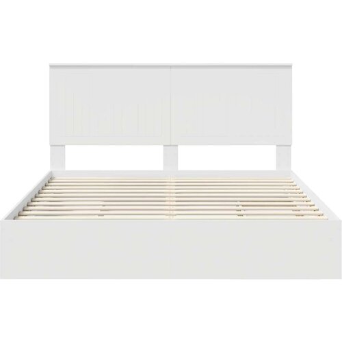  Krevet s od storage Bijelo 160 x 200 cm Konstruirano drvo Slike