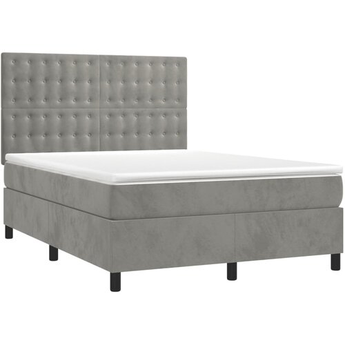  Krevet s oprugama i madracem svjetlosivi 140x190 cm bar&amp;scaron;unasti Slike