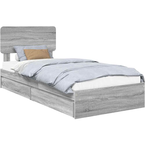 vidaXL Postelja s shranjevanjem z vzglavjem Siva Sonoma 90 x 200 cm, (5000105847) Cene