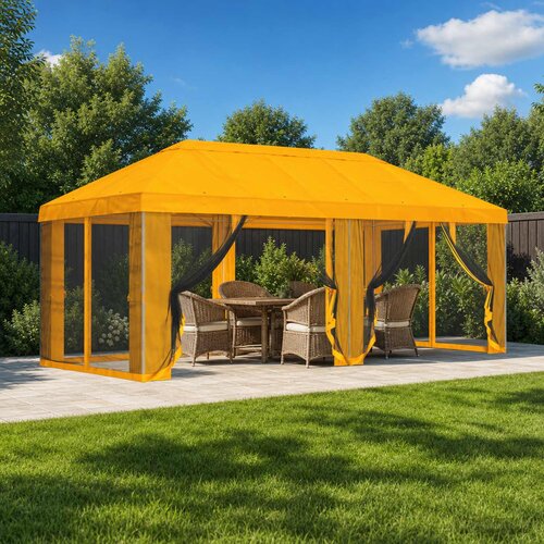  Pokrov za gazebo s bočnim zidovima 6 x 3 m Žuta Poliester 190 Cijene