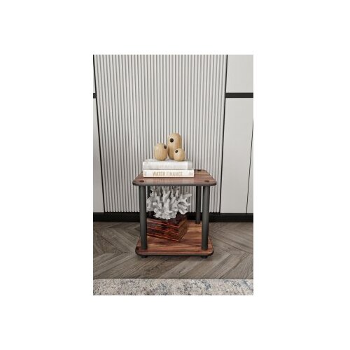 Hanah home bočni sto bookcase 2 tiers square walnut Cene