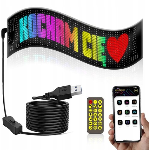  Fleksibilni LED RGB zaslon oglasna tabla USB 59cm aplikacija Slike