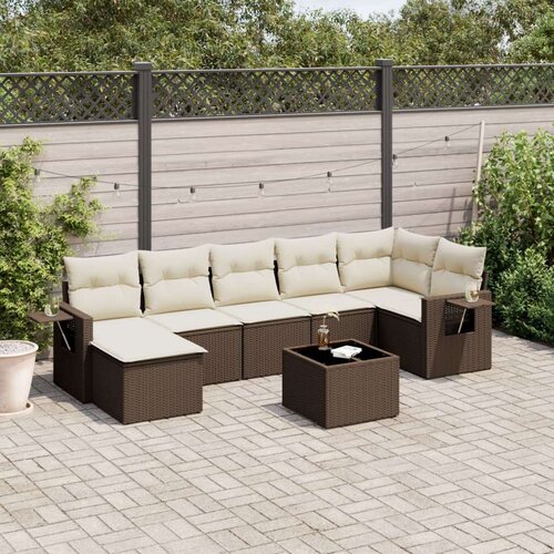 vidaXL 8-dijelni set vrtnih sofa s jastucima smeđi od poliratana Cijene