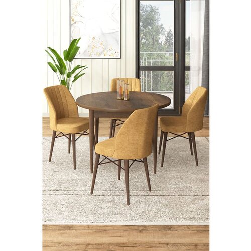 Hanah home Rox - Baroque, Cappuccino BaroqueCappuccino Dining Table & Chairs Set (5 Pieces) Cene