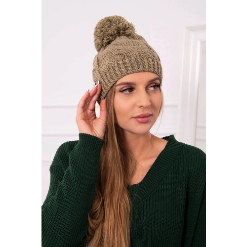 Kesi Cap with fleece Stefania K278 light khaki Slike