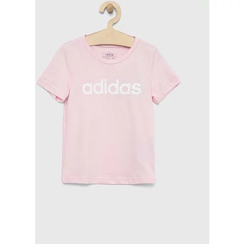 Adidas Dječja pamučna majica kratkih rukava G LIN boja: ružičasta