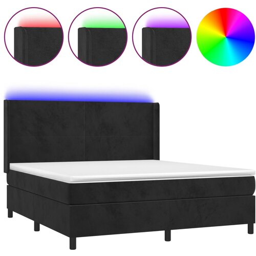 Maison Chic Box spring postelja - Vzmetna postelja z vzmetnico LED črna 180x200 cm žamet SL22295, (21891649) Cene