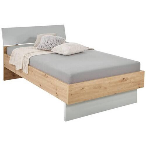 XORA postelja 120 cm x 200 cm , leseni material siva, barve hrasta Slike