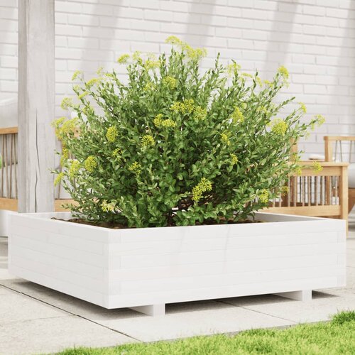 VidaXL Vrtna sadilica bijela 90x90x26,5 cm od masivne borovine Slike