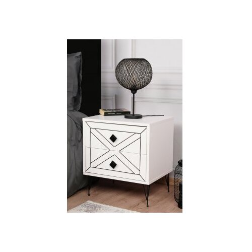 Hanah home Luna Komoda, 50x55x40 cm, Bijelo-Crna Cene