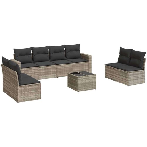 VidaXL 9-dijelni set vrtnih sofa od poliratana s jastucima svjetlosivi Slike