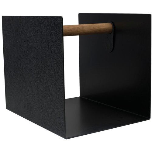 LIND DNA Črno-antracitno siva dekorativna škatla za shranjevanje iz kovine in eko usnja 32x38x31 cm Hippo – Cene