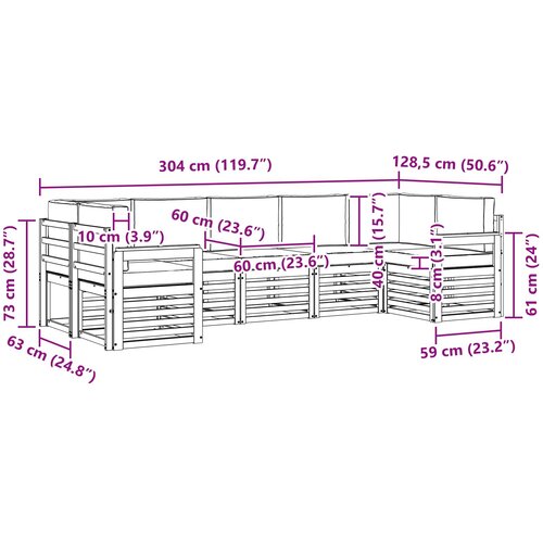  Set vanjskih sofa 6 pcs Bijela i Krem 304 x 128,5 x 73 cm Slike