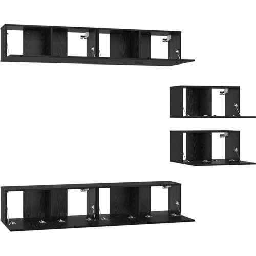  Set TV komoda 6 kom. Crni hrast Konstruirano drvo Slike