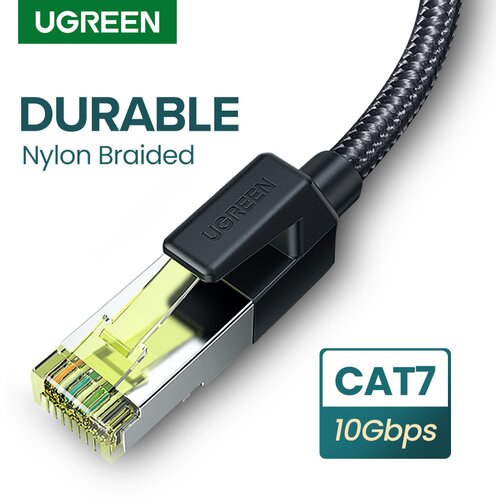 Ugreen UTP Cat7 oklopljen pleten okrogel kabel z modularnim RJ45 Ethernet priključkom 2M Slike